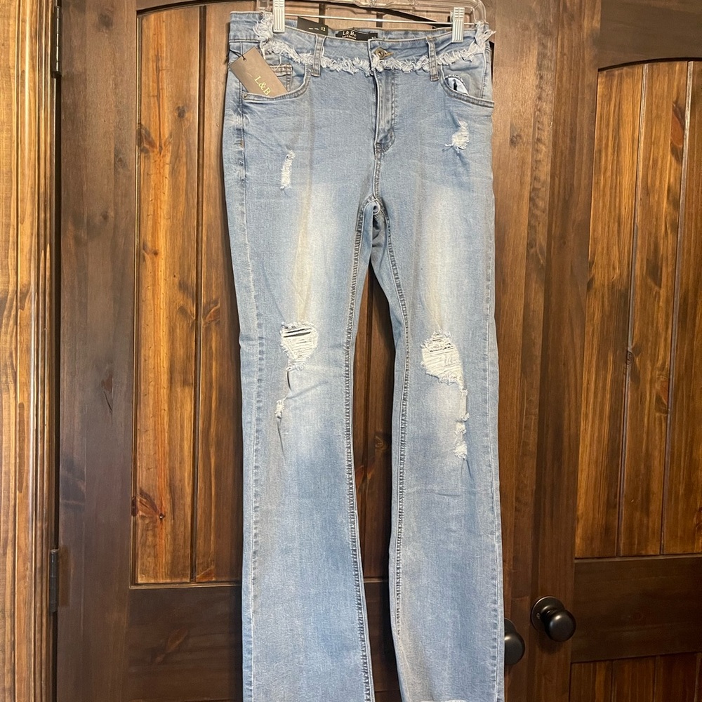 L&B Light Wash Distressed Bootcut Jeans
